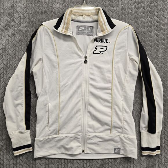 Nike Team Purdue University‎ Womens Track Jacket Large White Warmup Full-Zip - Picture 1 of 13